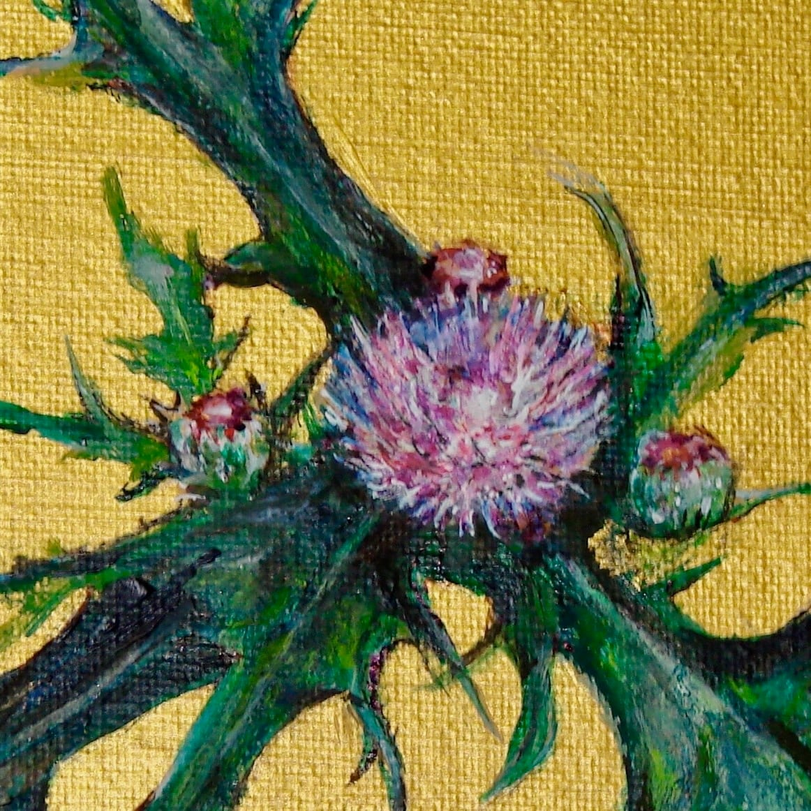 薊（アザミ） 原画｜額入り・ラッピング無料（アート作品／絵画／花の