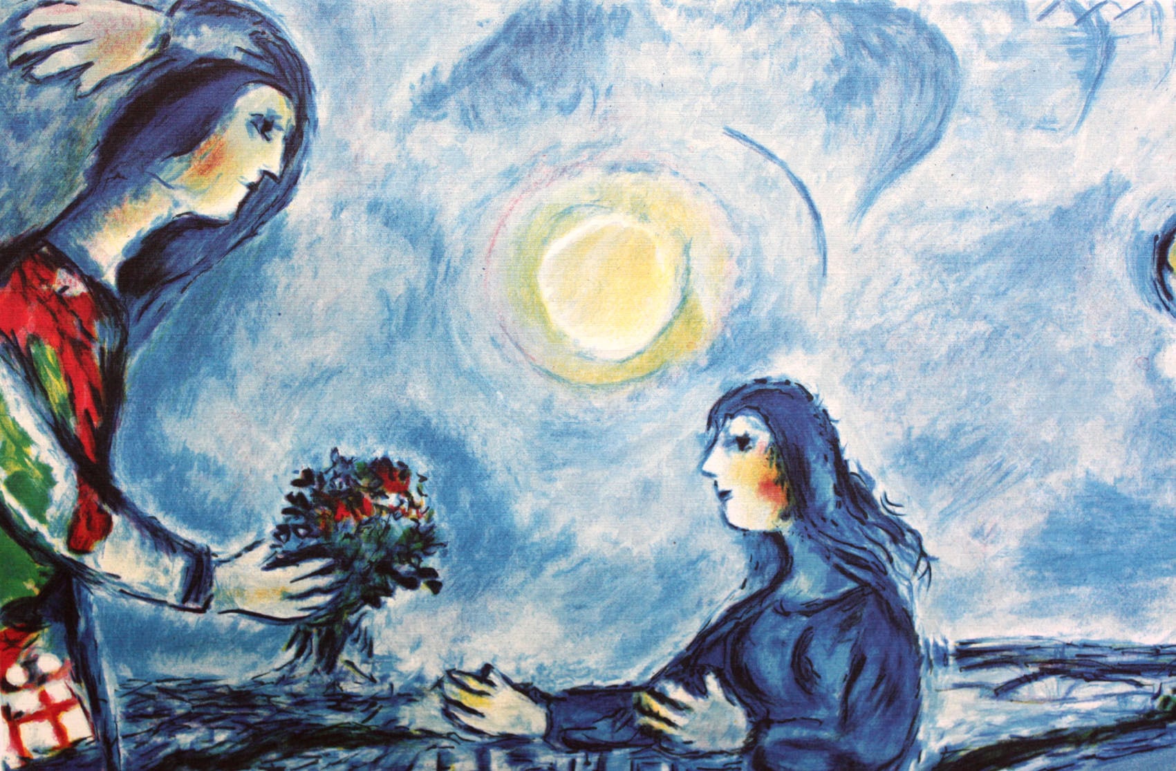 マルク シャガール絵画「パリの恋人」額縁4色選択可能 作品証明書 展示