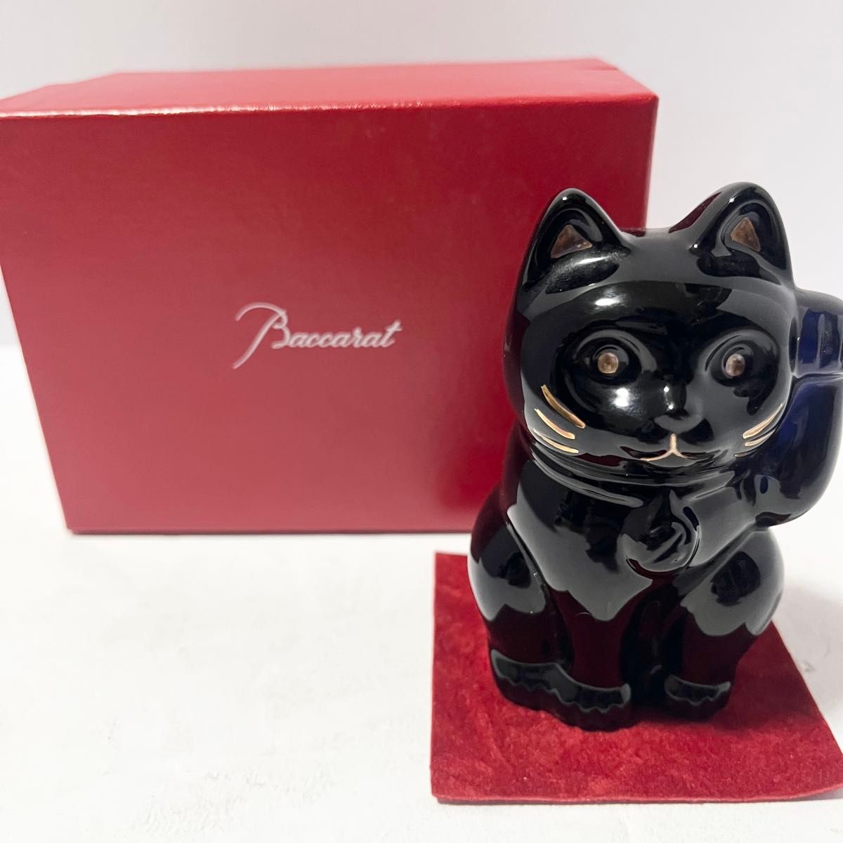 バカラ 招き猫 ミッドナイト フィギュリン ラッキーキャット 幸運