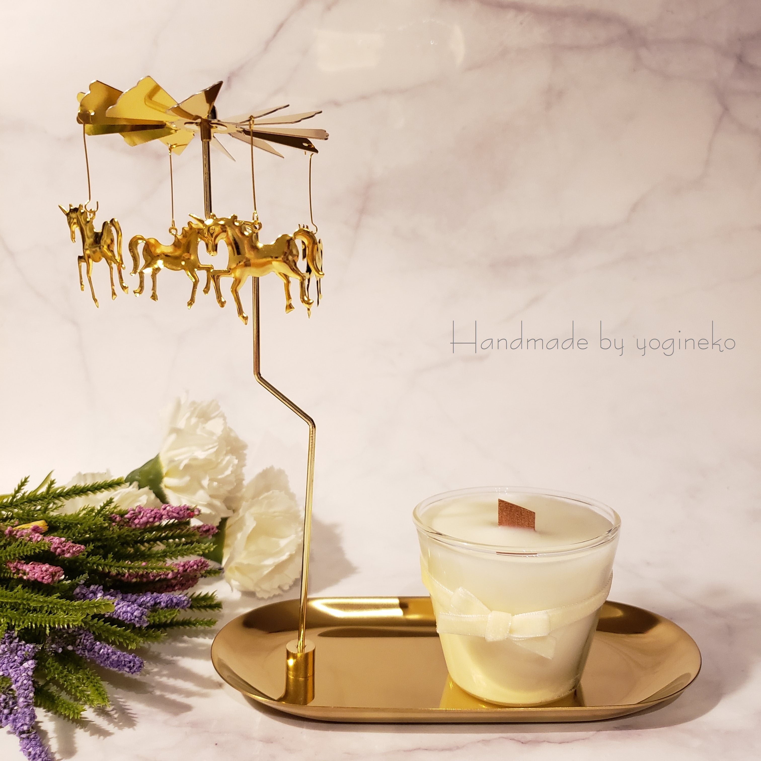キャンドルスタンド 木芯 アロマ キャンドル 2点セット H-620 | yogineko