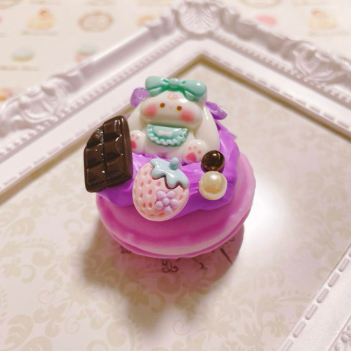 垂れ耳うさぎちゃんとチョコといちごのホイップデコ マカロンケース