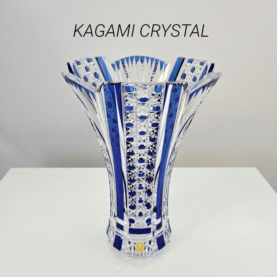 KAGAMI CRYSTAL 花瓶　江戸切子　笹っ葉に八角籠目紋 江戸切子 花瓶＜笹っ葉に八角籠目紋＞ KAGAMI | 花瓶 | 伝統工芸品